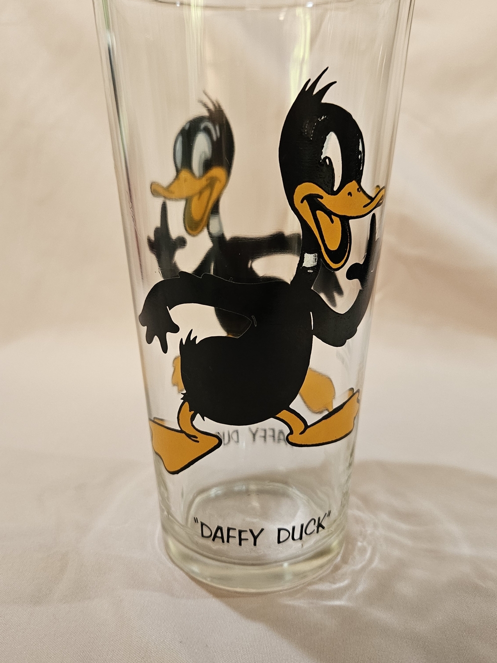 Pepsi Clear Glass with Black and Yellow Daffy Duck Art